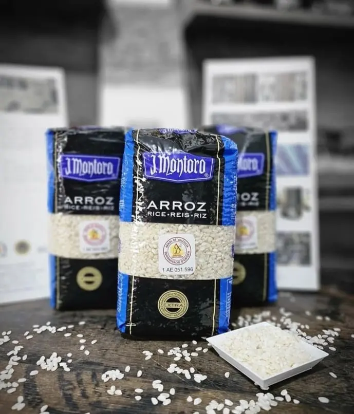 Three bags of J. Montoro extra-grade round-grain rice